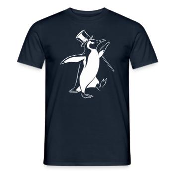 Elegant penguin with top hat and walking stick - Men's T-Shirt - navy - Front - AI Model Male 178 light (178cm)