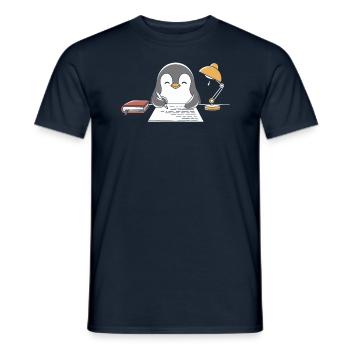 Écriture Pingouin Écrivain Auteur Motif - T-shirt homme - marine - Devant - AI Model Male 178 light (178cm)