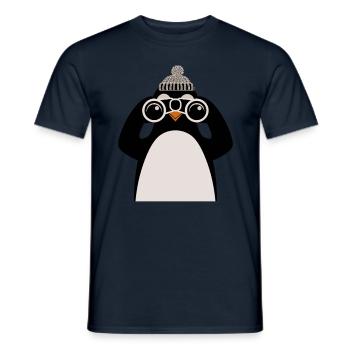 Pingouin avec jumelles et motif de casquette - T-shirt homme - marine - Devant - AI Model Male 178 light (178cm)
