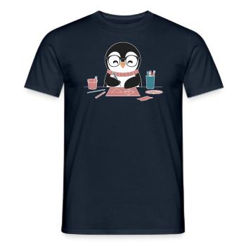Penguin crafting fun for your creative crafting hobby - Men's T-Shirt - navy - Front - AI Model Male 178 light (178cm)