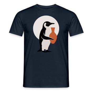 Penguin with Ceramic Vase Artistic Pottery - Men's T-Shirt - navy - Front - AI Model Male 178 light (178cm)