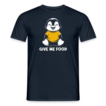 Pingouin avec un sourire mignon et « Donne-moi à manger » - T-shirt homme - marine - Devant - AI Model Male 178 light (178cm)