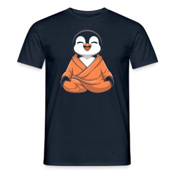 Pingouin méditant de style yoga - T-shirt homme - marine - Devant - AI Model Male 178 light (178cm)