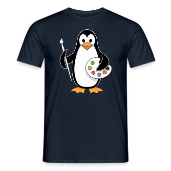 Kreativer Pinguin Künstler Spaß - Männer T-Shirt - Navy - Vorne - AI Model Male 178 light (178cm)