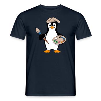 Künstler Pinguin Mit Pinsel Und Palette - Männer T-Shirt - Navy - Vorne - AI Model Male 178 light (178cm)