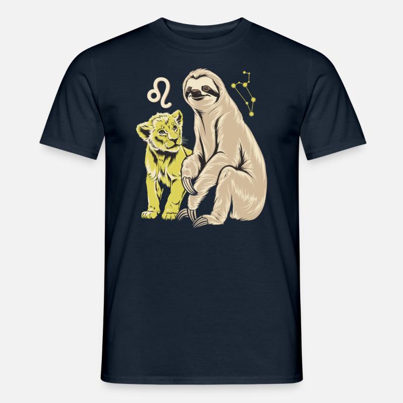 Löwe Sternzeichen Faultier Abenteuer mit Löwe - Männer T-Shirt - Navy