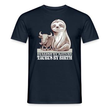 Taureau, Signe du zodiaque, Paresseux - T-shirt homme - marine - Devant - AI Model Male 178 light (178cm)