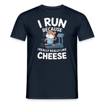 Je cours parce que j’aime le hamster drôle de fromage - T-shirt homme - marine - Devant - AI Model Male 178 light (178cm)