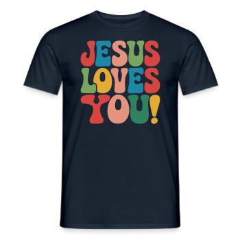 Jesus loves you Christian saying - Men's T-Shirt - navy - Front - AI Model Male 178 light (178cm)