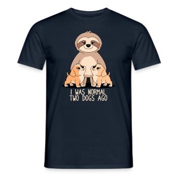 I Was Normal In Front Of Two Dogs - Funny Sloth - Men's T-Shirt - navy - Front - AI Model Male 178 light (178cm)