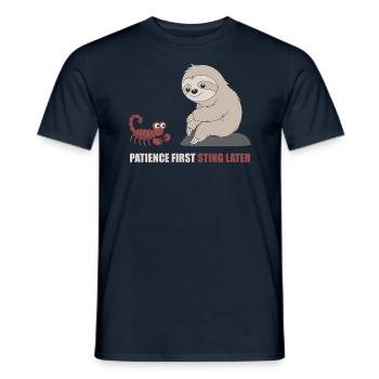 Scorpio Zodiac Sign Sloth Patience First - Men's T-Shirt - navy - Front - AI Model Male 178 light (178cm)