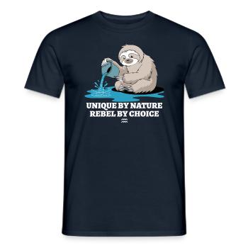 Aquarius-Zodiac Sloth Unique Natural - Men's T-Shirt - navy - Front - AI Model Male 178 light (178cm)
