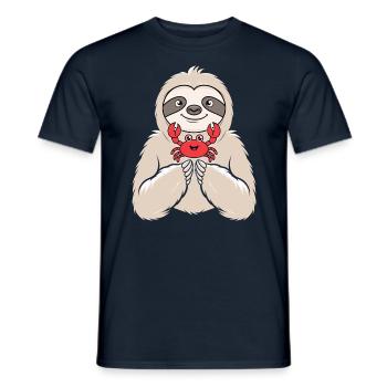 Signe du zodiaque Cancer Paresseux Câlins Crabe - T-shirt homme - marine - Devant - AI Model Male 178 light (178cm)