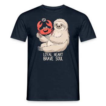 Signe du zodiaque Cancer Paresse : Cœur loyal courageux - T-shirt homme - marine - Devant - AI Model Male 178 light (178cm)