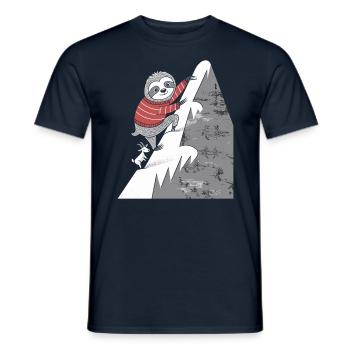 Capricorn zodiac sloth climbs the mountain - Men's T-Shirt - navy - Front - AI Model Male 178 light (178cm)