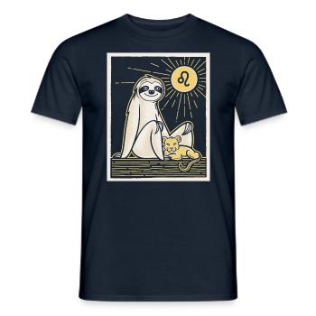 Gemütliches Löwe Sternzeichen Faultier Motiv - Männer T-Shirt - Navy - Vorne - AI Model Male 178 light (178cm)