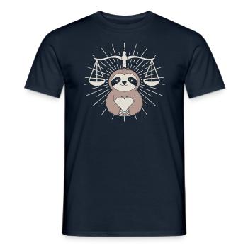 Libra Zodiac Sloth with Heart Motif - Men's T-Shirt - navy - Front - AI Model Male 178 light (178cm)