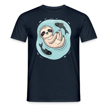 Dreaming Pisces-Zodiac Sloth with Fish - Men's T-Shirt - navy - Front - AI Model Male 178 light (178cm)