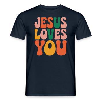 Jesus loves you Christian saying - Men's T-Shirt - navy - Front - AI Model Male 178 light (178cm)