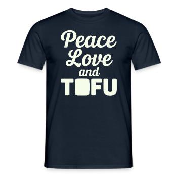Vegan Vegetarian: Peace, Love and Tofu - Men's T-Shirt - navy - Front - AI Model Male 178 light (178cm)