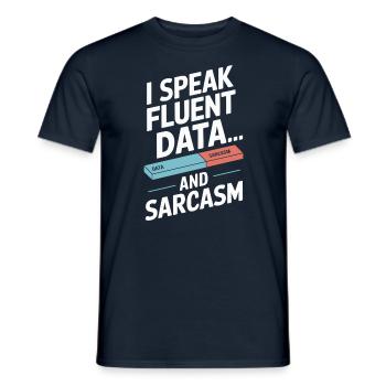 Sono fluente nei dati e nel sarcasmo - T-shirt uomo - navy - Fronte - AI Model Male 178 light (178cm)