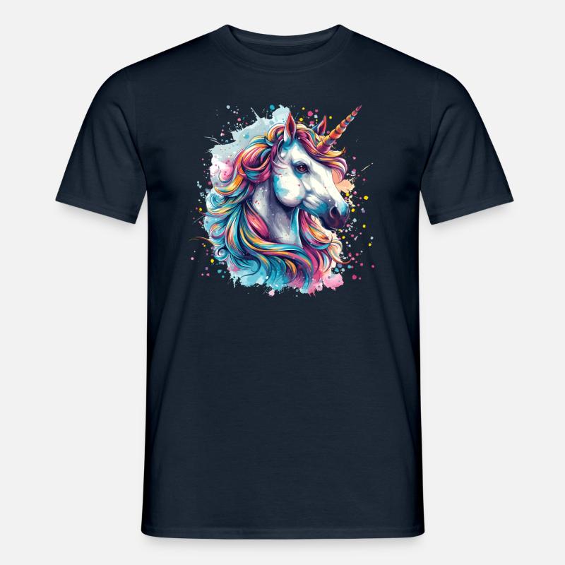 Einhorn Bunt Pferd - Männer T-Shirt - Navy