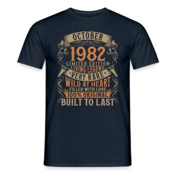 Octobre 1982 Cadeau d’anniversaire de naissance - T-shirt homme - marine - Devant - AI Model Male 178 light (178cm)
