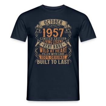 Octobre 1957 Cadeau d’anniversaire de naissance - T-shirt homme - marine - Devant - AI Model Male 178 light (178cm)