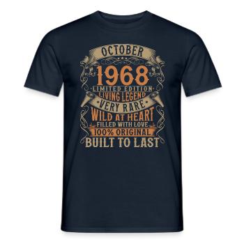 Octobre 1968 Cadeau d’anniversaire de naissance - T-shirt homme - marine - Devant - AI Model Male 178 light (178cm)