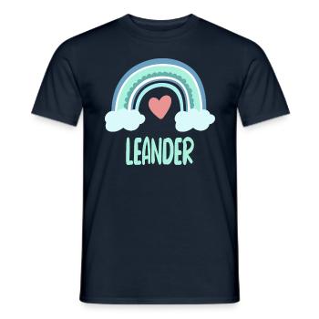 Leander Name Regenbogen Baby - Männer T-Shirt - Navy - Vorne - AI Model Male 178 light (178cm)