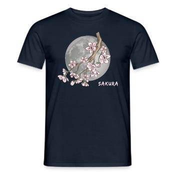 Sakura en fleurs de cerisier japonais - T-shirt homme - marine - Devant - AI Model Male 178 light (178cm)