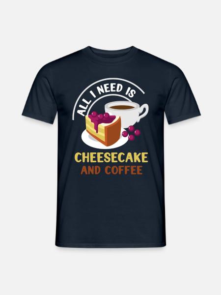 Käsekuchen Und Kaffee Trinken - Männer T-Shirt - Navy