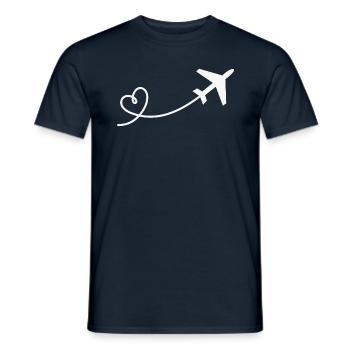 Airplane flyer with heart in white - Men's T-Shirt - navy - Front - AI Model Male 178 light (178cm)