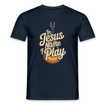 Im Namen Jesu Spiele Ich Gitarre - Männer T-Shirt - Navy - Vorne - AI Model Male 178 light (178cm)