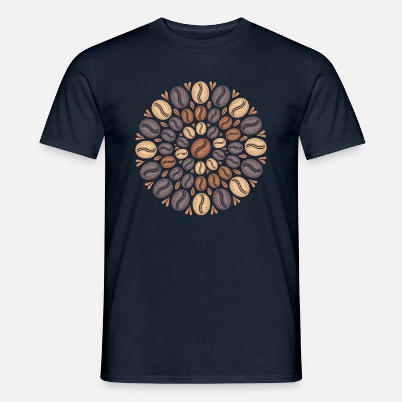 Kaffee Boho Mandala Kaffeebohnen Muster - Männer T-Shirt - Navy