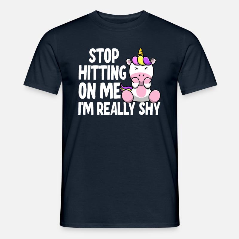 Hör auf mich anzubaggern, ich bin schüchtern - Männer T-Shirt - Navy