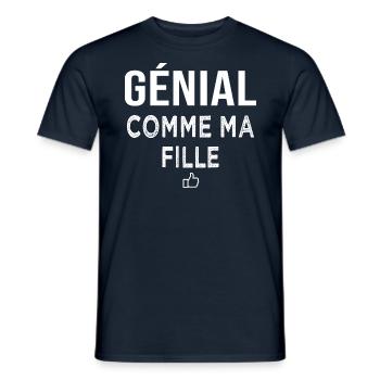 génial comme ma fille cadeau papa père et fille - T-shirt homme - marine - Devant - AI Model Male 178 light (178cm)