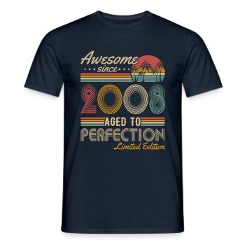 Millésime 2008 né Vintage Anniversaire Rétro - T-shirt homme - marine - Devant - AI Model Male 178 light (178cm)