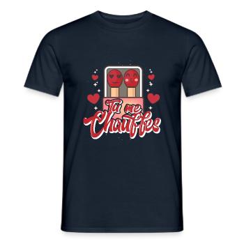 Tu me chauffes Idee Amour Pour St - T-shirt homme - marine - Devant - AI Model Male 178 light (178cm)