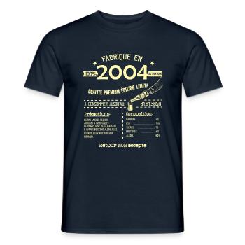 Super Original Anniversaire 19 ans vintage 2004 - T-shirt homme - marine - Devant - AI Model Male 178 light (178cm)