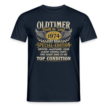 Vintage 1974 Vintage Born Birthday Gift - Men's T-Shirt - navy - Front - AI Model Male 178 light (178cm)