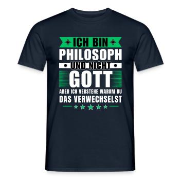 Ich bin Philosoph und nicht Gott - Männer T-Shirt - Navy - Vorne - AI Model Male 178 light (178cm)