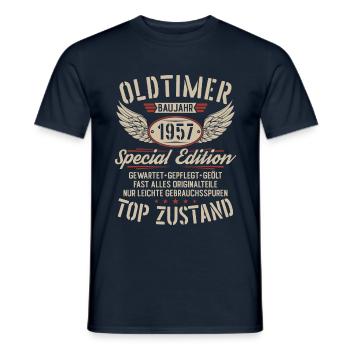 Oldtimer Baujahr 1957 Jahrgang Geburtstag Geschenk - Männer T-Shirt - Navy - Vorne - AI Model Male 178 light (178cm)