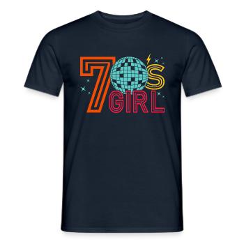 70er Jahre Mädchen 70s Girl Hippie - Männer T-Shirt - Navy - Vorne - AI Model Male 178 light (178cm)