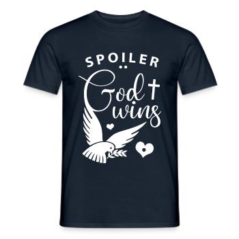 Spoiler: God Wins - Christen Glaube Gott Spruch - Männer T-Shirt - Navy - Vorne - AI Model Male 178 light (178cm)