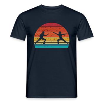 Fechten Retro - Männer T-Shirt - Navy - Vorne - AI Model Male 178 light (178cm)