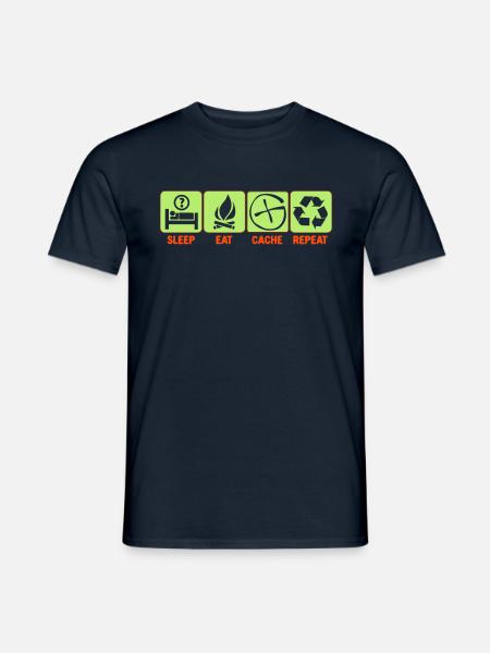 Sleep, Eat, Cache, Repeat - Männer T-Shirt - Navy