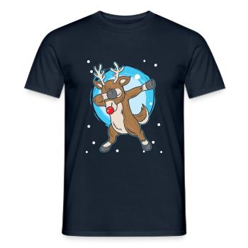 Weihnachten Rentier Rudolf Dab Rote Nase - Männer T-Shirt - Navy - Vorne - AI Model Male 178 light (178cm)