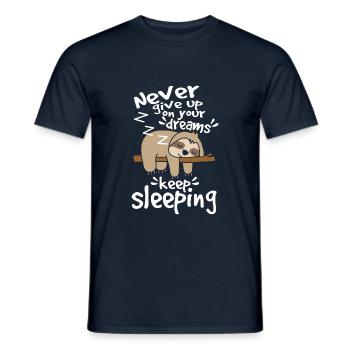 Sloth give up your dreams - Men's T-Shirt - navy - Front - AI Model Male 178 light (178cm)