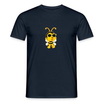 Abeille cool avec lunettes de soleil - T-shirt homme - marine - Devant - AI Model Male 178 light (178cm)